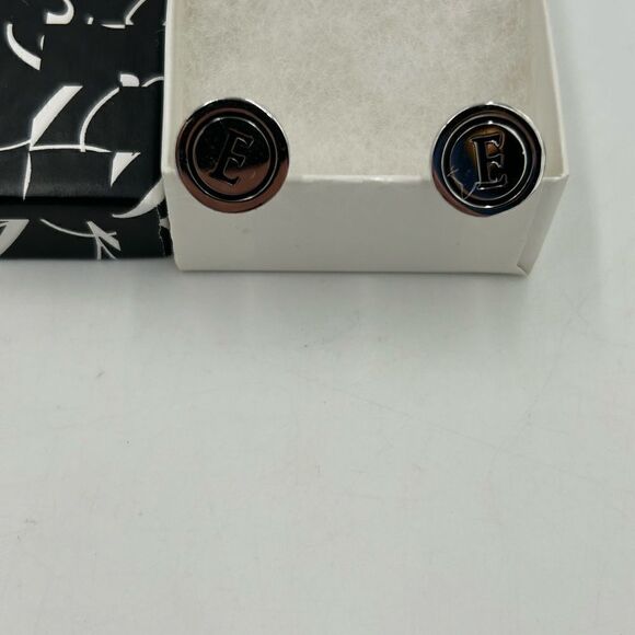 Men’s Saks, Fifth Avenue letter  E silver cufflinks - Picture 4 of 7